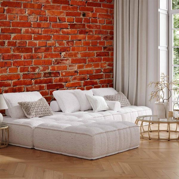 Papier peint - Old wall – retro-style red brick wall