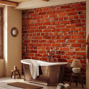 Papier peint - Old wall – retro-style red brick wall