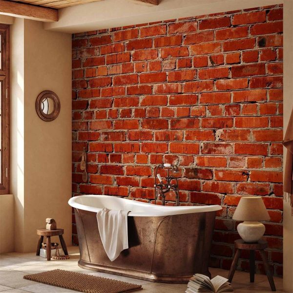 Papier peint - Old wall – retro-style red brick wall