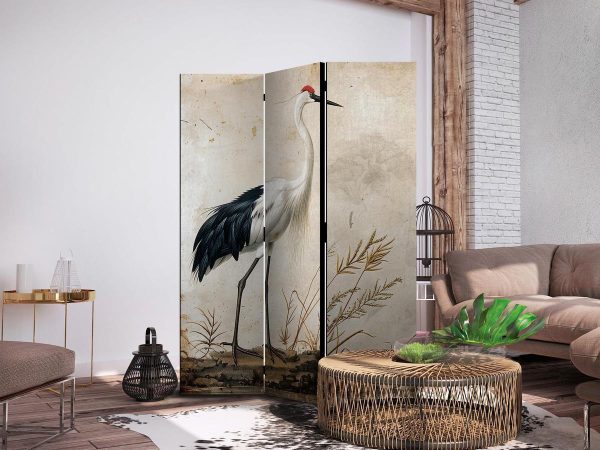 Paravent - Birds from an old engraving - vintage-style illustration depicting a heron and a crane