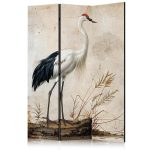 Paravent - Birds from an old engraving - vintage-style illustration depicting a heron and a crane