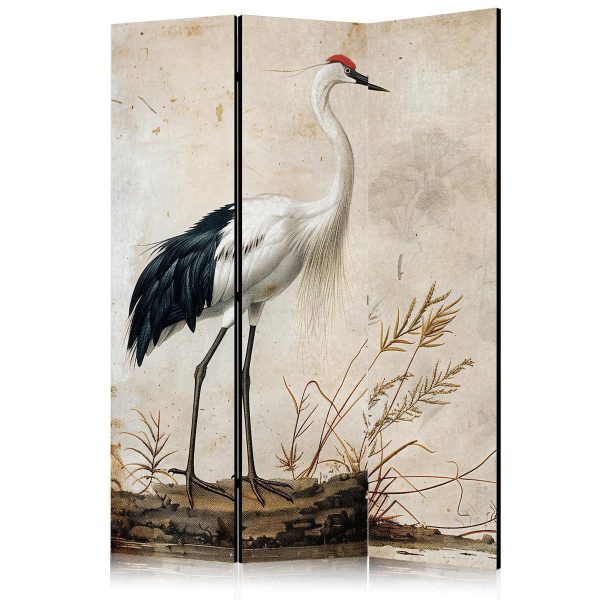 Paravent - Birds from an old engraving - vintage-style illustration depicting a heron and a crane Paravent - Birds from an old engraving - vintage-style illustration depicting a heron and a crane