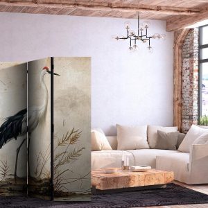 Paravent - Birds from an old engraving - vintage-style illustration depicting a heron and a crane