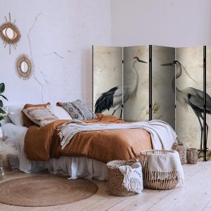 Paravent - Birds from an old engraving - vintage-style illustration depicting a heron and a crane