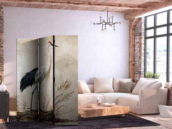 Paravent - Birds from an old engraving - vintage-style illustration depicting a heron and a crane