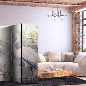 Paravent - Heron wading in a pond – illustration in bright colours