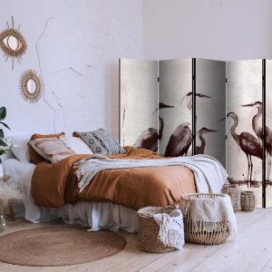 Paravent - Herons painted with ink