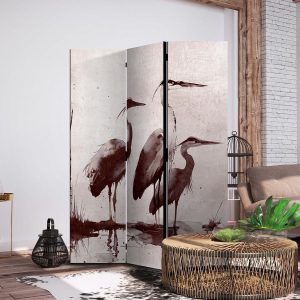 Paravent - Herons painted with ink