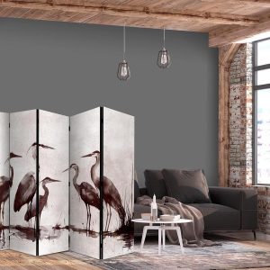 Paravent - Herons painted with ink