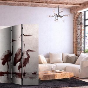 Paravent - Herons painted with ink