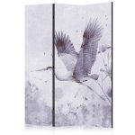 Paravent - Majestic flight - a crane in flight in monochrome, cool colours