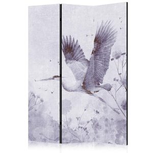 Paravent - Majestic flight - a crane in flight in monochrome, cool colours