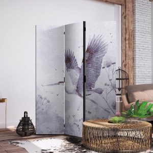 Paravent - Majestic flight - a crane in flight in monochrome, cool colours