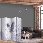 Paravent - Majestic flight - a crane in flight in monochrome, cool colours