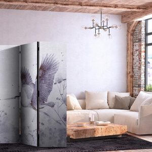 Paravent - Majestic flight - a crane in flight in monochrome, cool colours