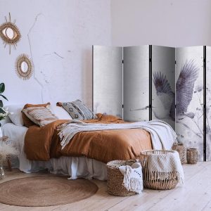 Paravent - Majestic flight - a crane in flight in monochrome, cool colours