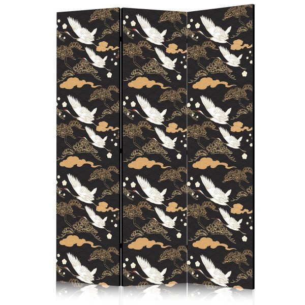 Paravent - Oriental impressions - decorative pattern with a motif of flying cranes on a dark background Paravent - Oriental impressions - decorative pattern with a motif of flying cranes on a dark background