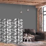 Paravent - Pastel birds - a delicate pattern of white and grey herons on a light pink background