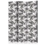 Paravent - Pastel birds - a delicate pattern of white and grey herons on a light pink background