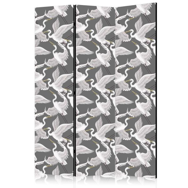 Paravent - Pastel birds - a delicate pattern of white and grey herons on a light pink background Paravent - Pastel birds - a delicate pattern of white and grey herons on a light pink background