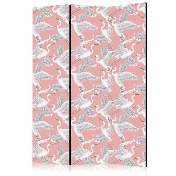 Paravent - Pastel birds - a delicate pattern of white and grey herons on a light pink background Paravent - Pastel birds - a delicate pattern of white and grey herons on a light pink background