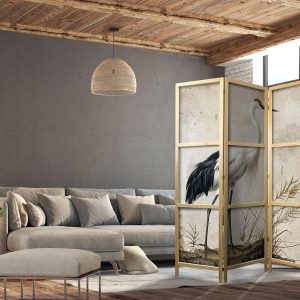 Paravent japonais - Birds from an old engraving - vintage-style illustration depicting a heron and a crane