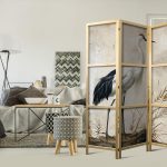 Paravent japonais - Birds from an old engraving - vintage-style illustration depicting a heron and a crane