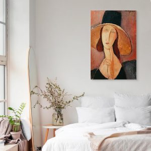Tableau - Amedeo Modigliani – Portrait of Jeanne Hebuterne in a Large Hat