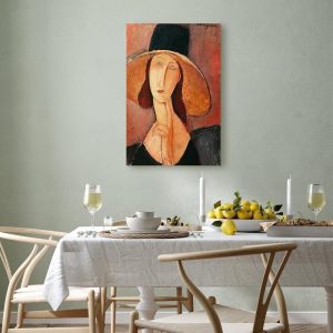 Tableau - Amedeo Modigliani – Portrait of Jeanne Hebuterne in a Large Hat