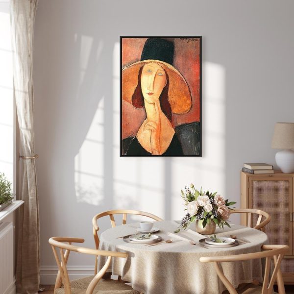 Tableau - Amedeo Modigliani – Portrait of Jeanne Hebuterne in a Large Hat