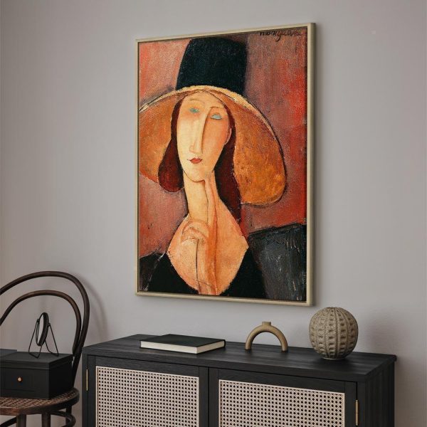 Tableau - Amedeo Modigliani – Portrait of Jeanne Hebuterne in a Large Hat