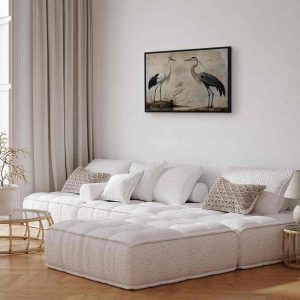 Tableau - Birds from an old engraving - vintage-style illustration depicting a heron and a crane