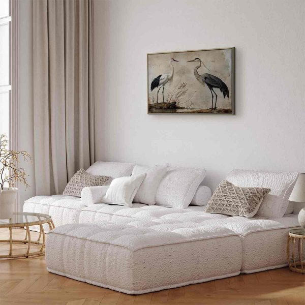 Tableau - Birds from an old engraving - vintage-style illustration depicting a heron and a crane