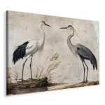 Tableau - Birds from an old engraving - vintage-style illustration depicting a heron and a crane