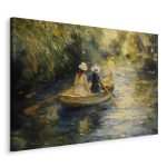 Tableau - Boat crossing - painting of two women sailing a boat on a river