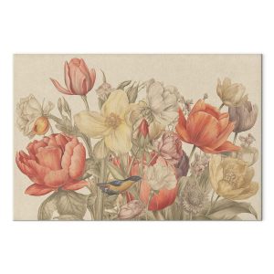 Tableau - Bouquet of flowers on a cream background