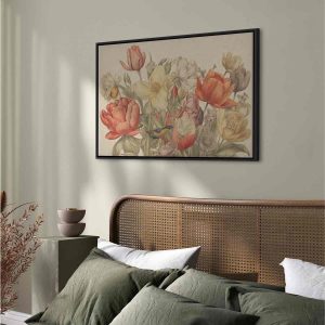 Tableau - Bouquet of flowers on a cream background