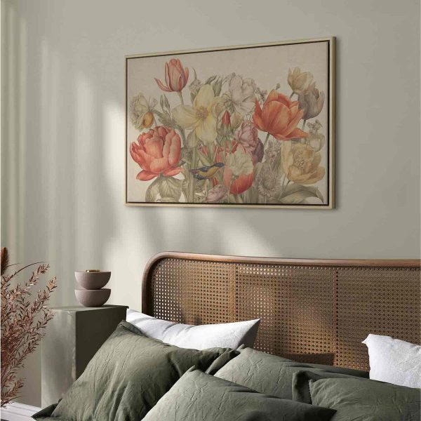 Tableau - Bouquet of flowers on a cream background