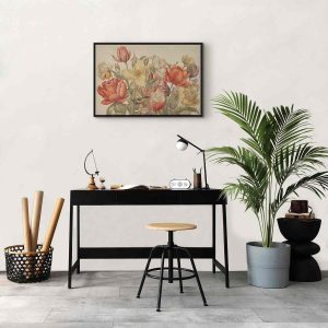 Tableau - Bouquet of flowers on a cream background