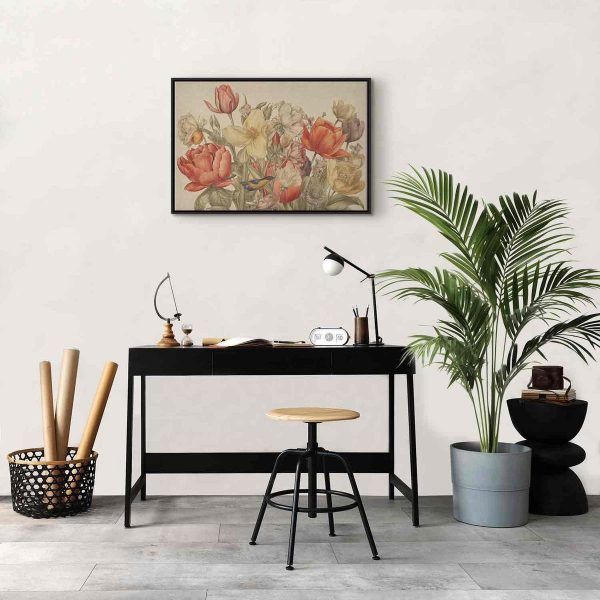 Tableau - Bouquet of flowers on a cream background