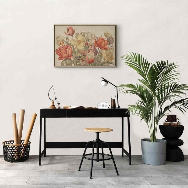 Tableau - Bouquet of flowers on a cream background