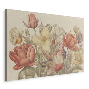 Tableau - Bouquet of flowers on a cream background
