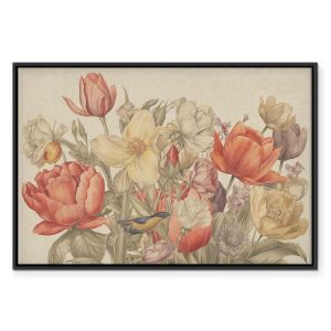 Tableau - Bouquet of flowers on a cream background