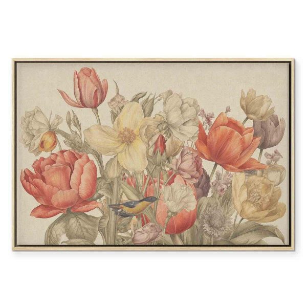Tableau - Bouquet of flowers on a cream background