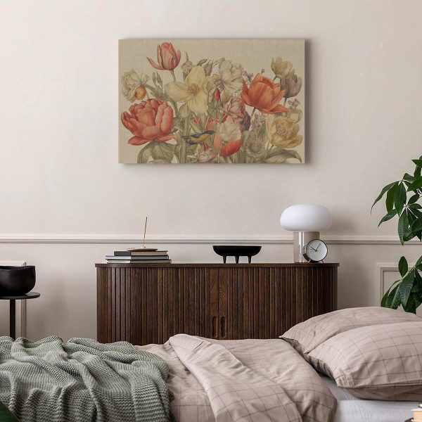 Tableau - Bouquet of flowers on a cream background