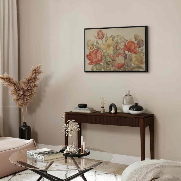 Tableau - Bouquet of flowers on a cream background