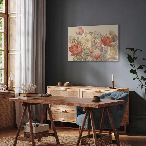 Tableau - Bouquet of flowers on a cream background