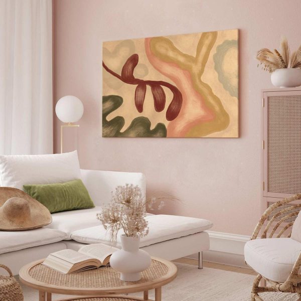 Tableau - Colorful shapes – worn-out figures in lime wash technique