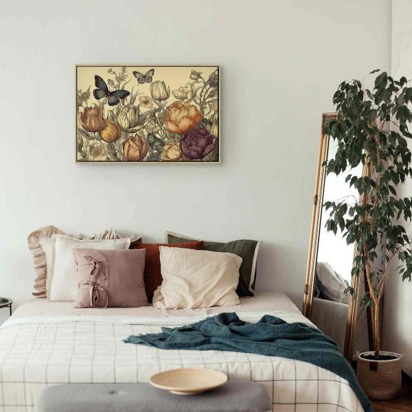 Tableau - Colourful tulips on a cream background