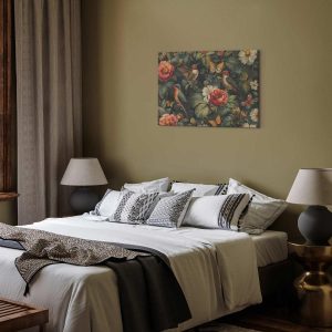 Tableau - Flowers, birds and butterflies – vintage-style illustration